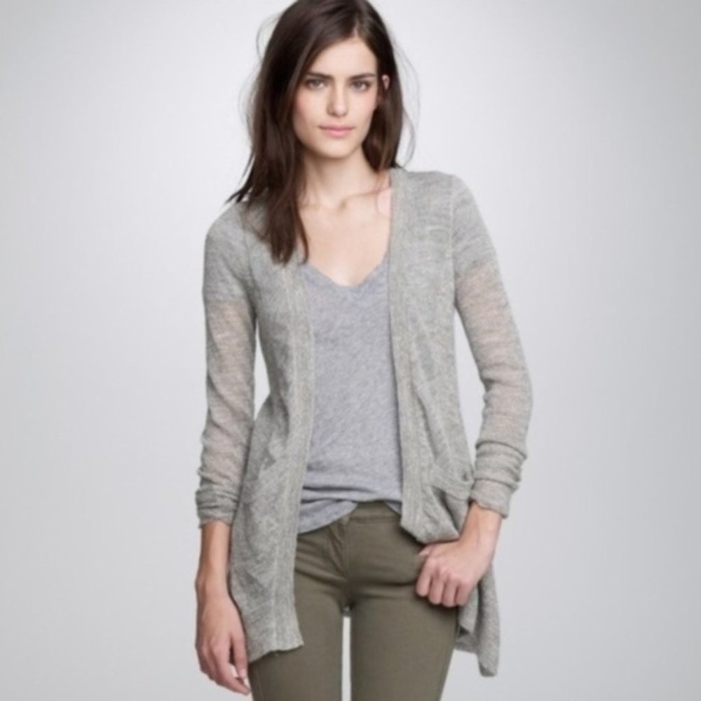 J. Crew Womens Dulphine Gray Open Cardigan Gray Size M